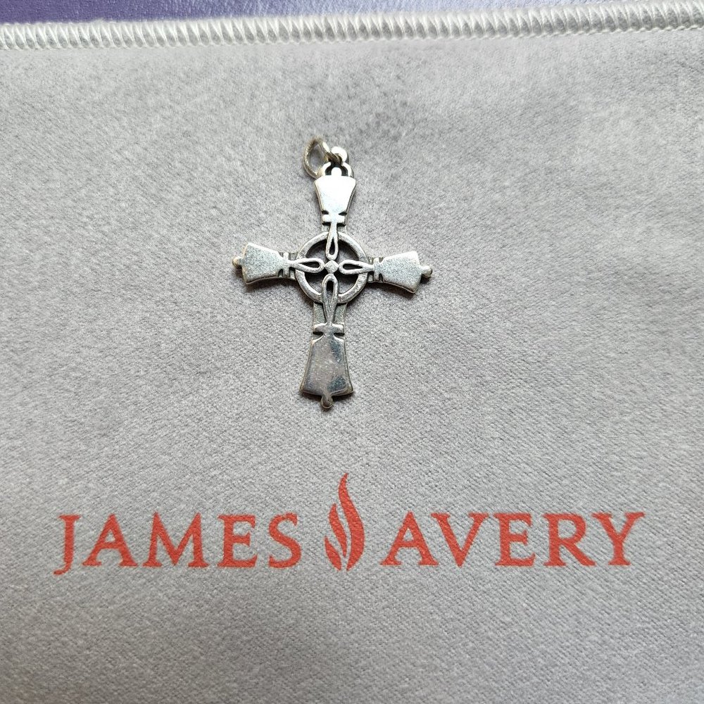 Retired James Avery Sterling Silver Hand Bell Cross Charm